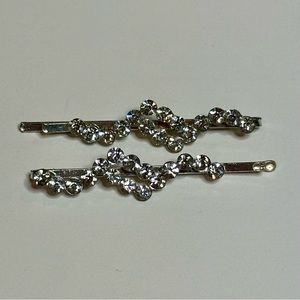 Silver Rhinestone Bridal Bride Wedding Day Hair Bobby Pins 2.25”